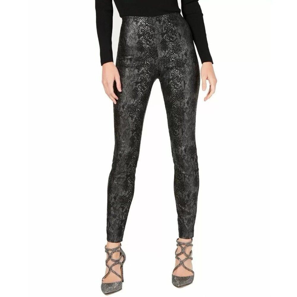 INC International Concepts Black Snake Print Skinny Pants Size 16 New!